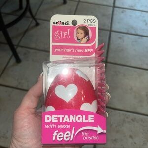 scunci Pink and White Detangle Brush